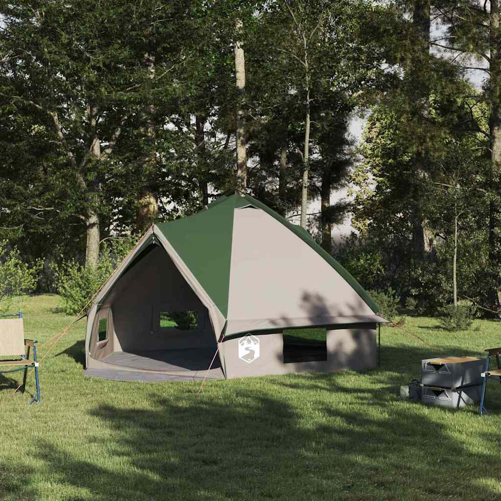 vidaXL Teepee Zelt für 6 Personen Grün und Weiß 431 x 366 x 185 cm