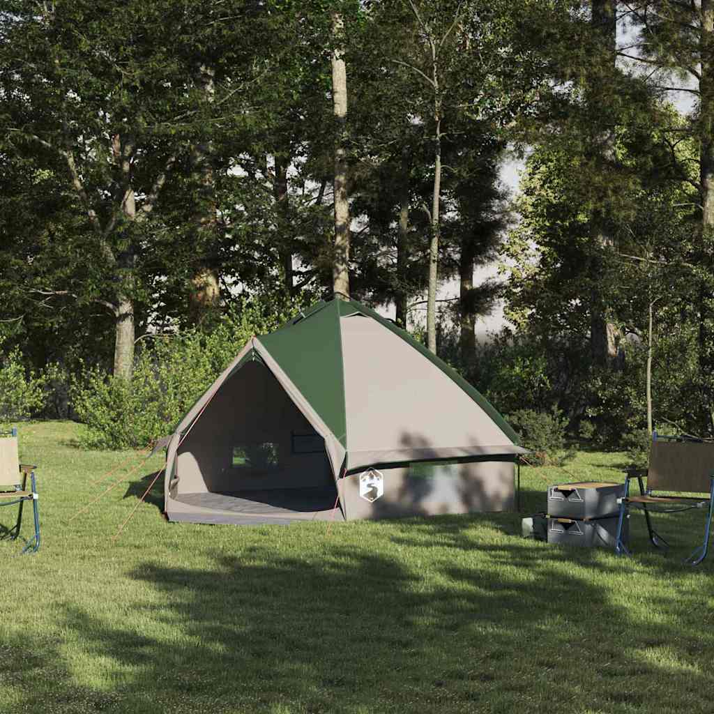 vidaXL Teepee Zelt für 4 Personen Grün und Grau 388 x 320 x 169 cm