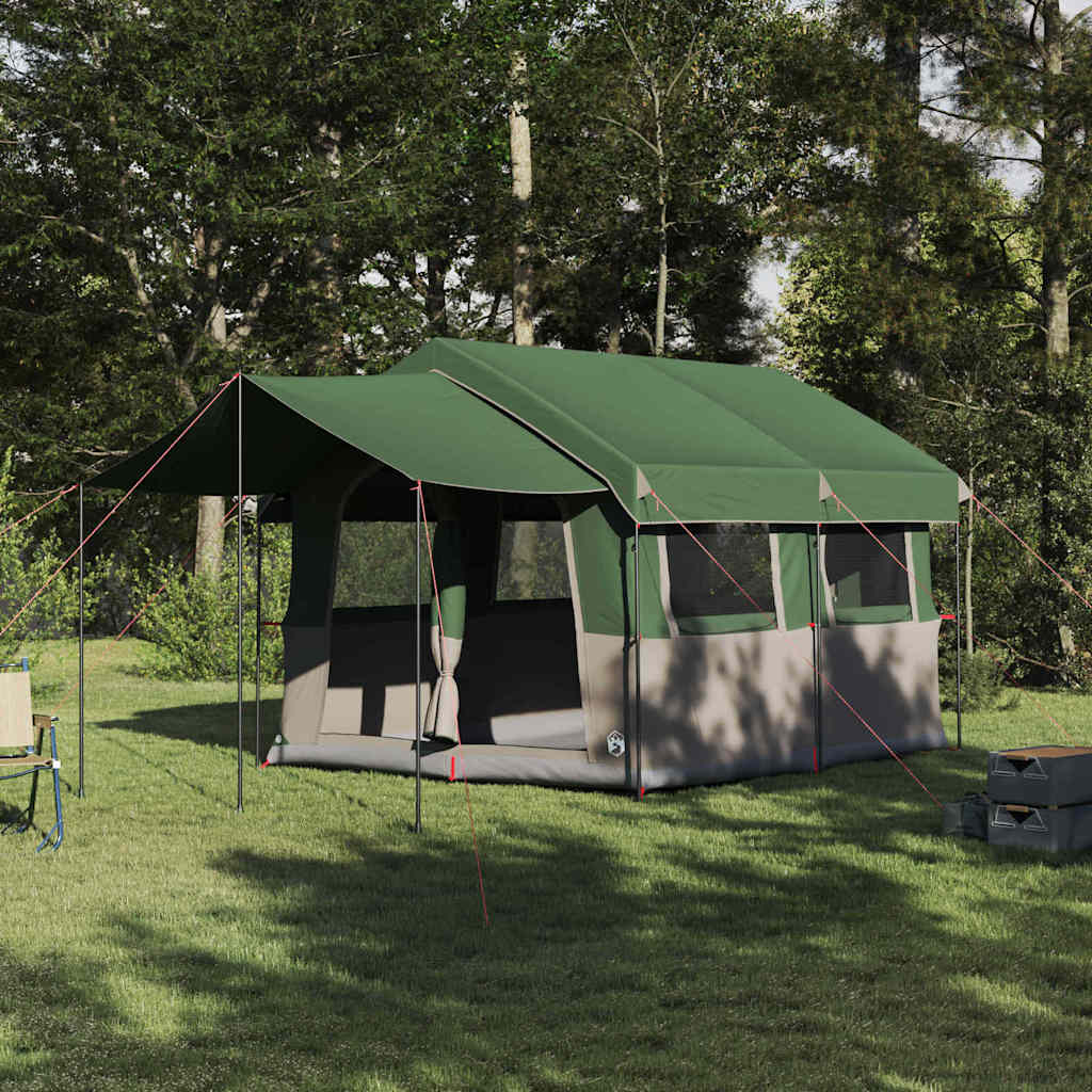 vidaXL Familienzelt für 4 Personen Grün und Weiß 324 x 255 x 230 cm