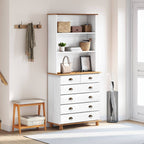 vidaXL Hutch ASKIM Weiß 91 x 40 x 200,5 cm Massives Kiefernholz