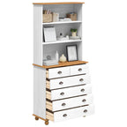 vidaXL Hutch ASKIM Weiß 91 x 40 x 200,5 cm Massives Kiefernholz