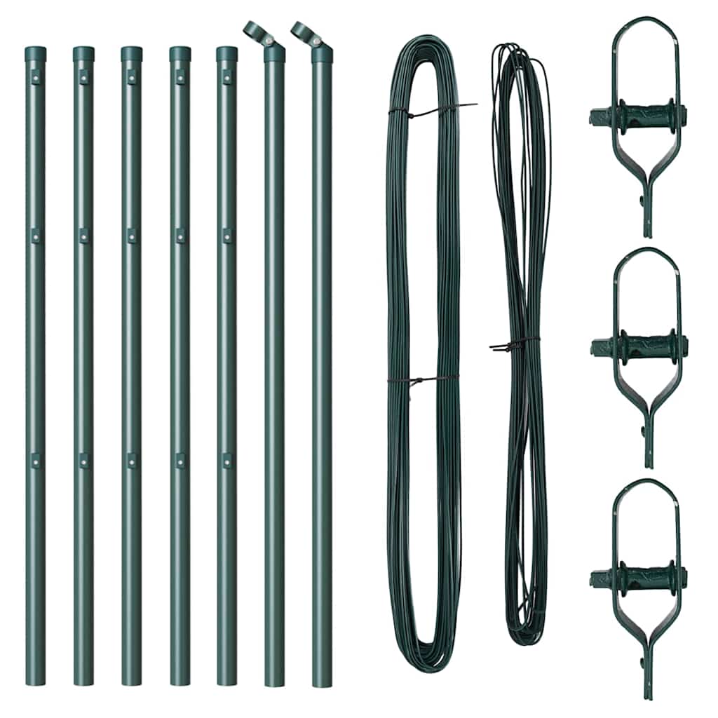 vidaXL Zaunpfosten 7 pcs Grün Stahl