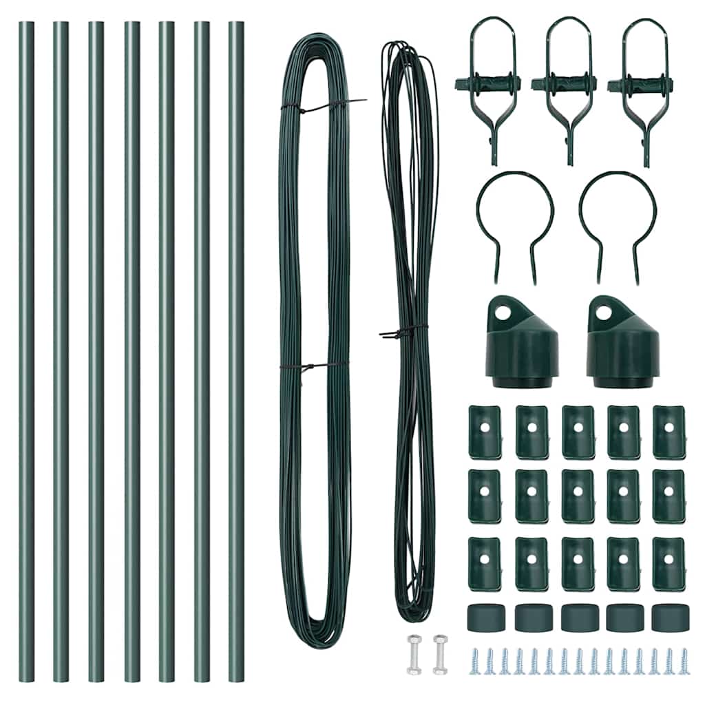 vidaXL Zaunpfosten 7 pcs Grün Stahl