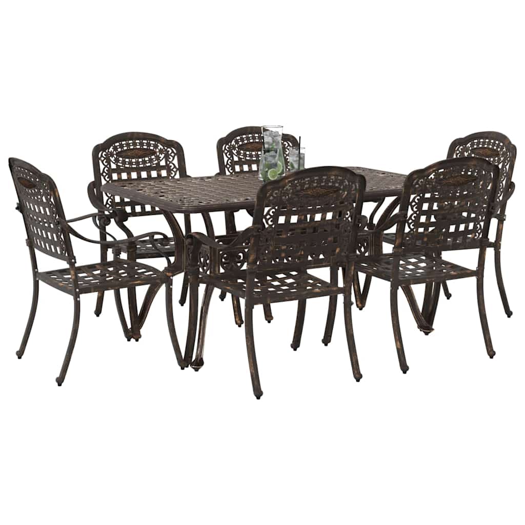 vidaXL Garten Essgruppe 7 pcs Bronze Aluminium
