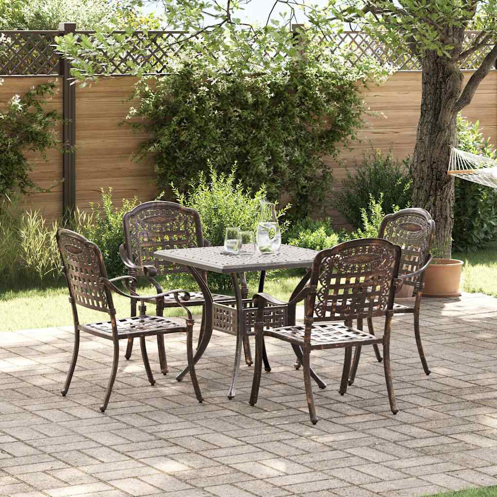 vidaXL Gartentisch Set 5 pcs Bronze Gussaluminium