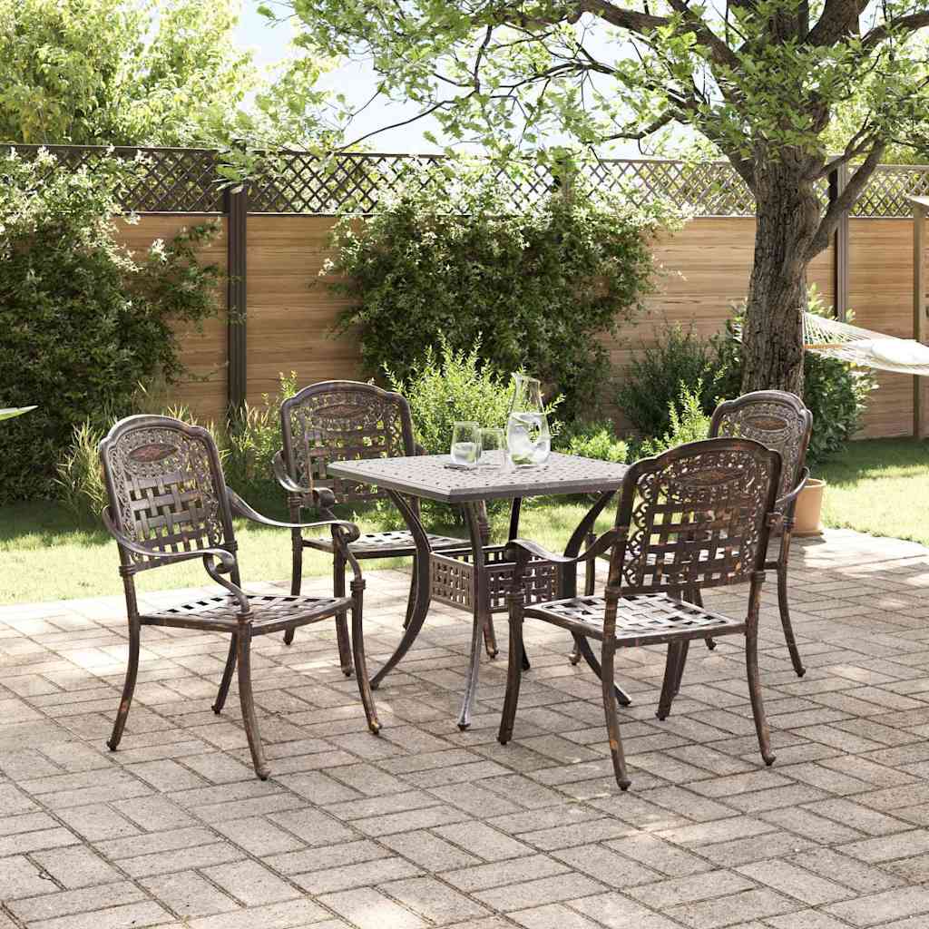 vidaXL Gartentisch Set 5 pcs Bronze Gussaluminium