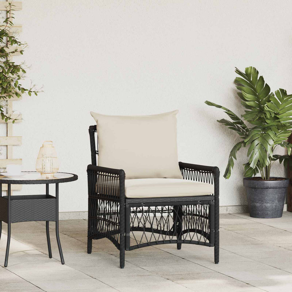vidaXL Gartenstuhl mit Kissen Schwarz 73 x 61 x 77 cm Poly-Rattan