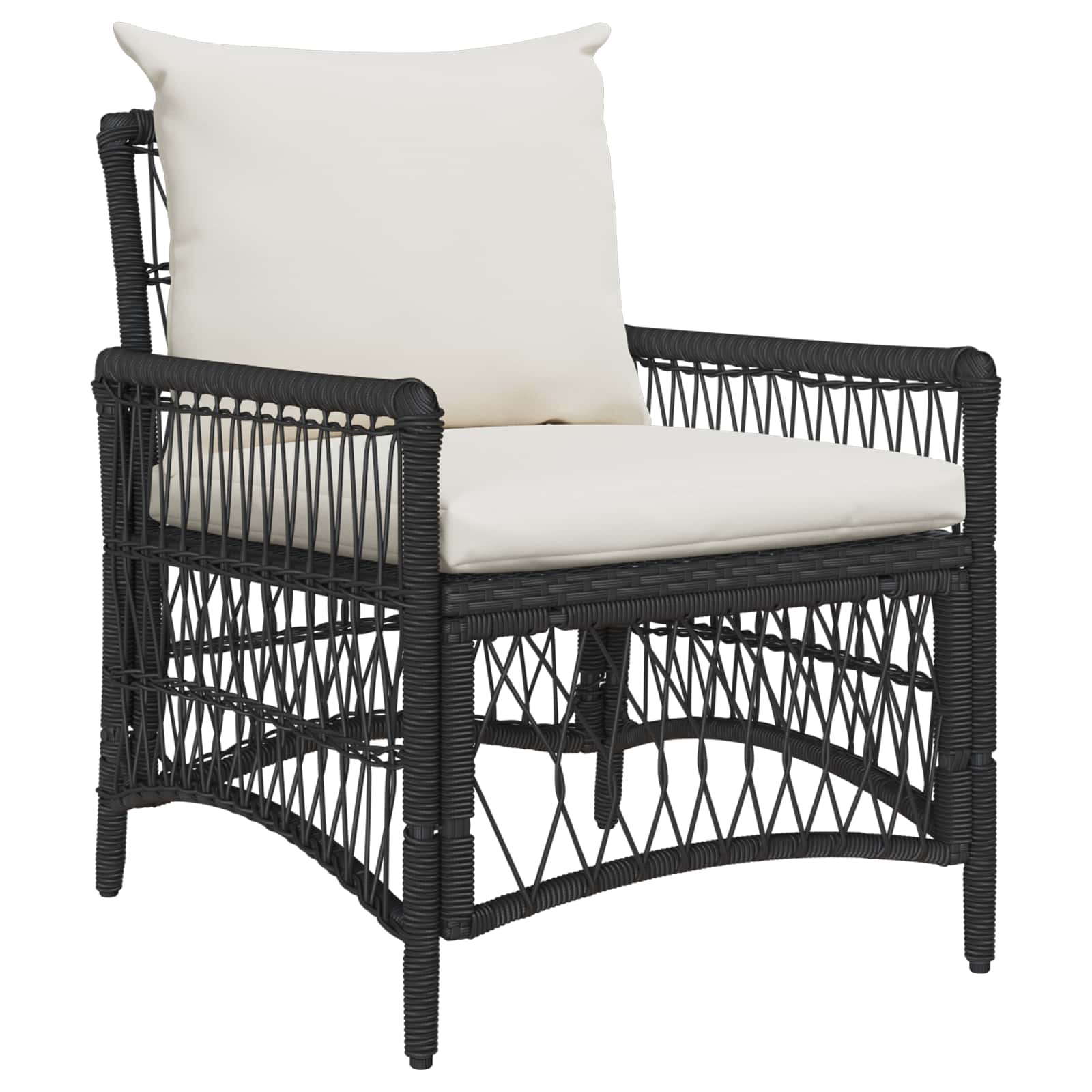 vidaXL Gartenstuhl mit Kissen Schwarz 73 x 61 x 77 cm Poly-Rattan