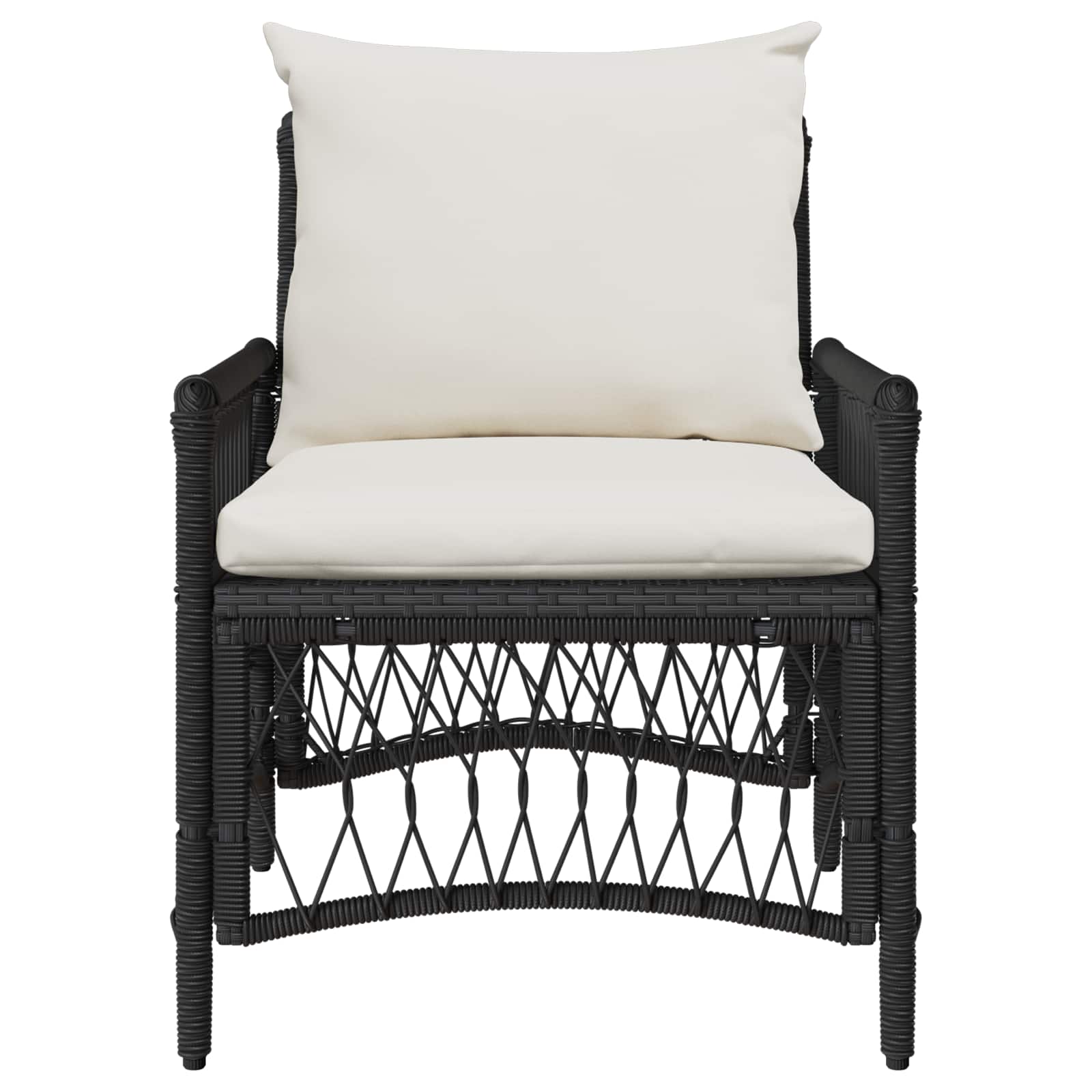 vidaXL Gartenstuhl mit Kissen Schwarz 73 x 61 x 77 cm Poly-Rattan