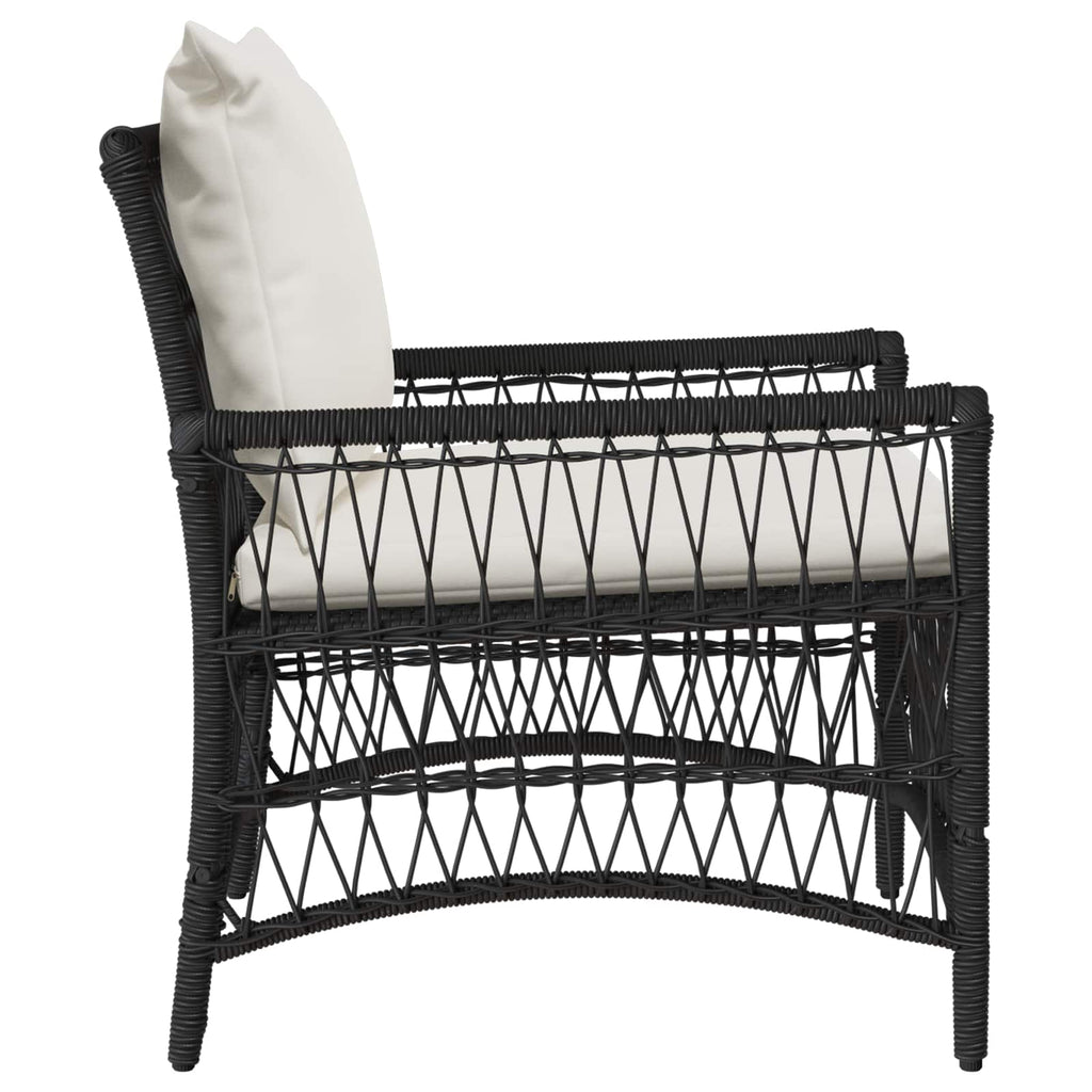 vidaXL Gartenstuhl mit Kissen Schwarz 73 x 61 x 77 cm Poly-Rattan