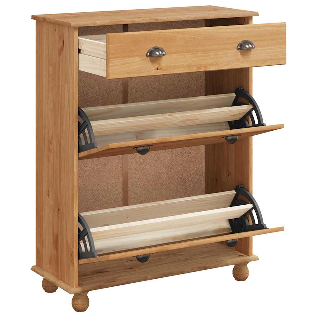 vidaXL Schuhschrank ASKIM Braun 85 x 35 x 108 cm Massives Kiefernholz