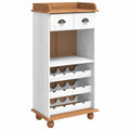 vidaXL Weinschrank ASKIM Weiß mit Honigoberfläche 57 x 37 x 114 cm