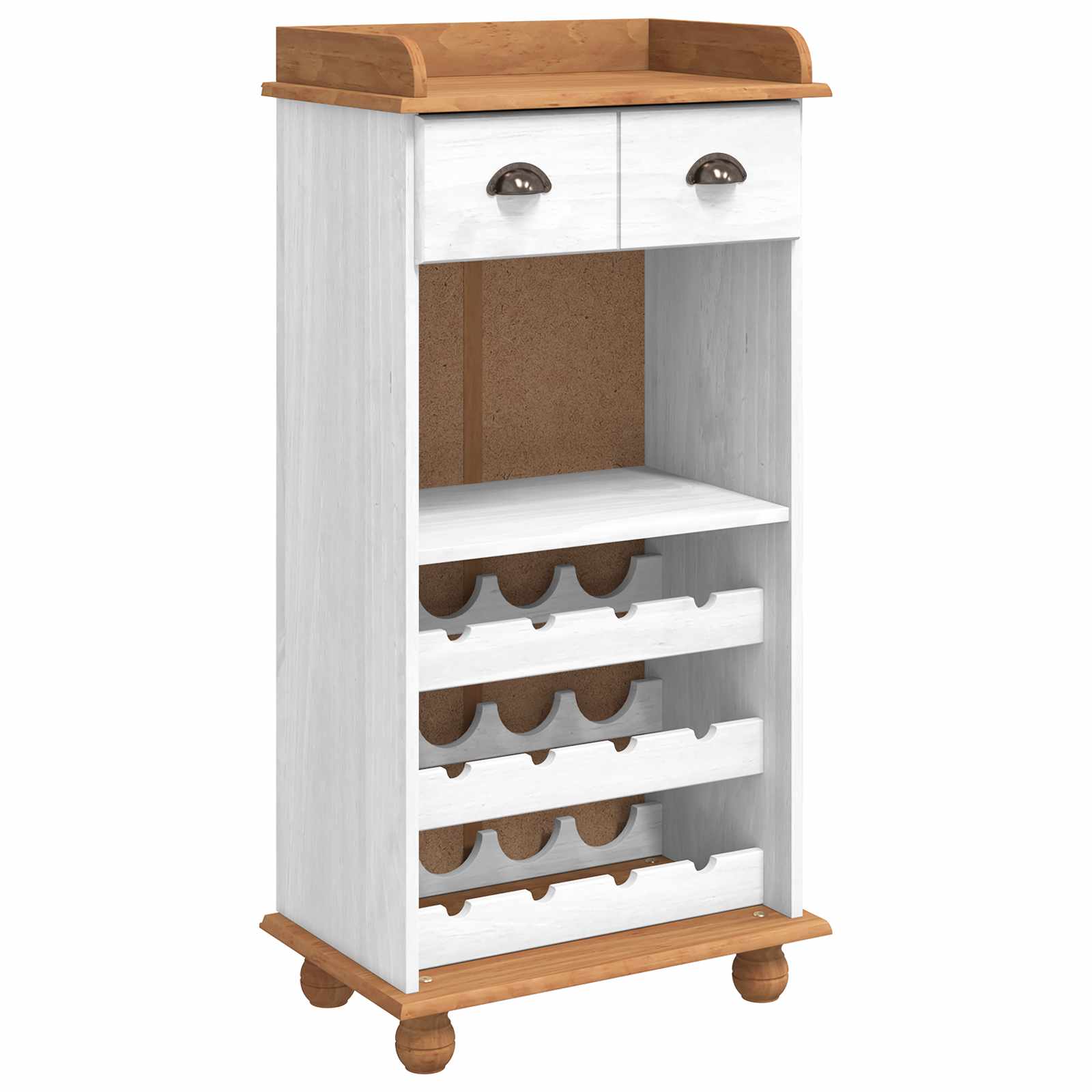 vidaXL Weinschrank ASKIM Weiß mit Honigoberfläche 57 x 37 x 114 cm