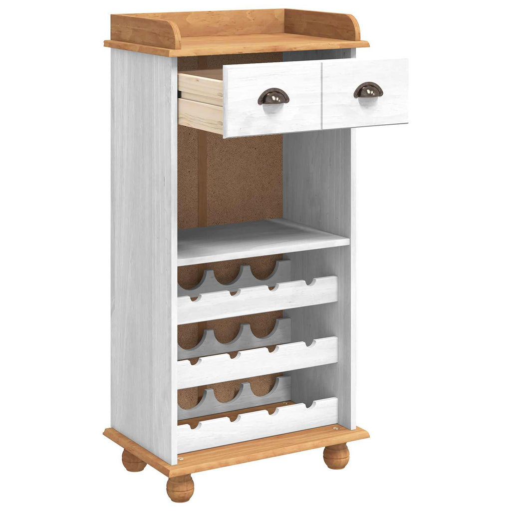 vidaXL Weinschrank ASKIM Weiß mit Honigoberfläche 57 x 37 x 114 cm