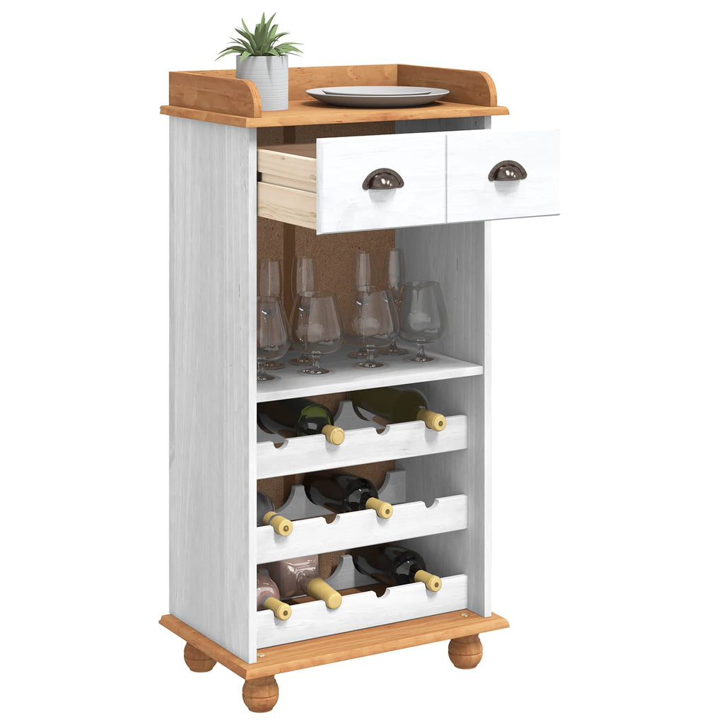 vidaXL Weinschrank ASKIM Weiß mit Honigoberfläche 57 x 37 x 114 cm