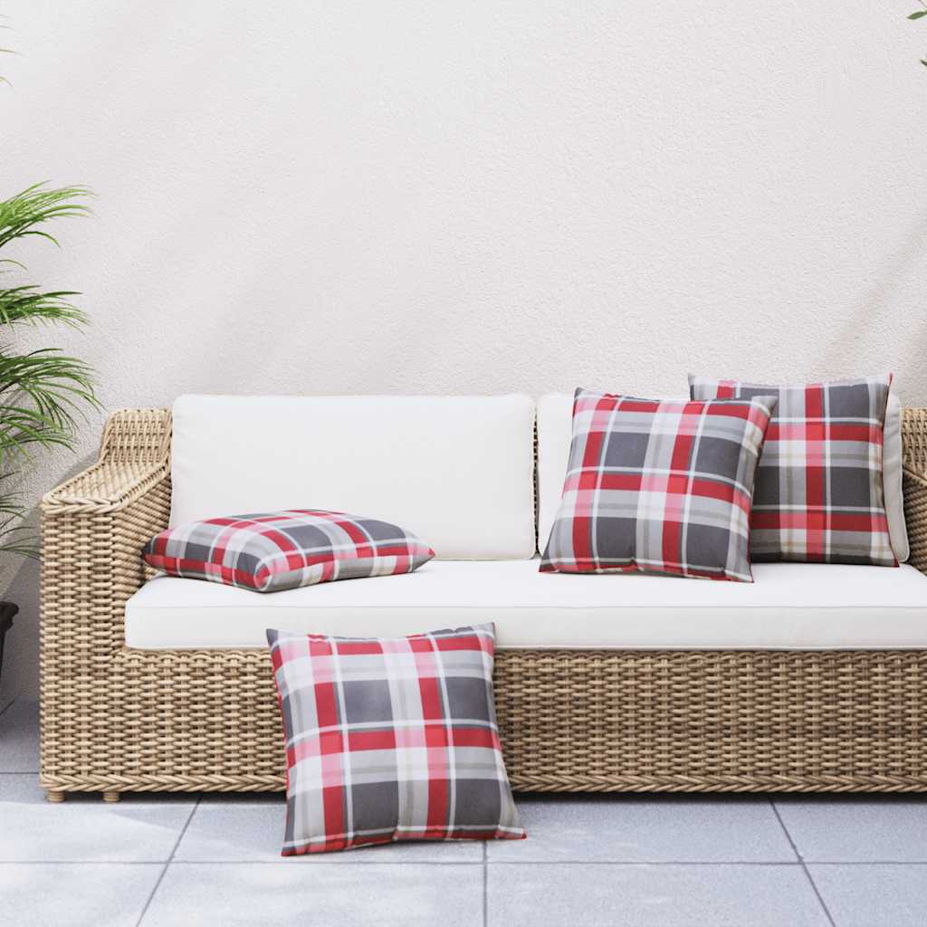 vidaXL Sofakissen 4 Stk. Rot Karomuster 40x40 cm Stoff
