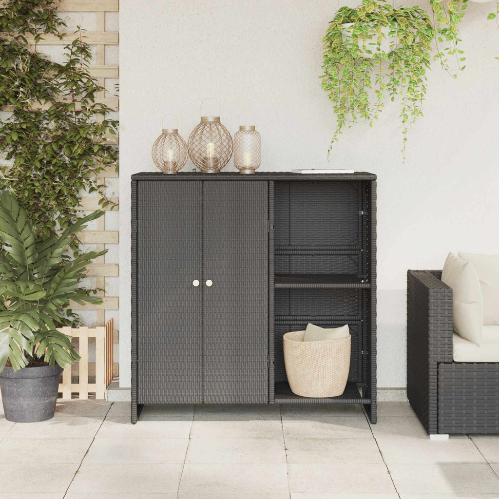 vidaXL Aufbewahrungsschrank mit Regal Schwarz 100 x 36 x 102 cm Rattan
