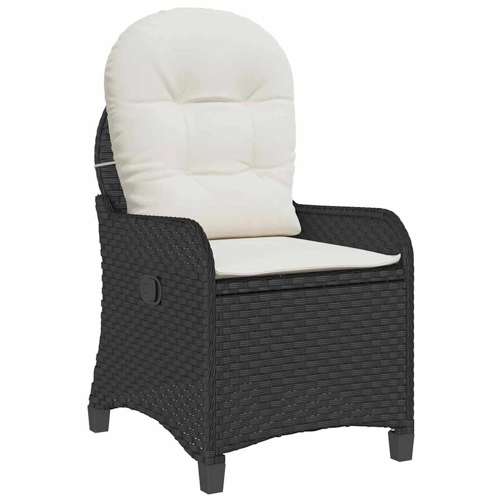 vidaXL Liegestuhl mit Kissen Schwarz 56 x 66 x 95 cm Poly-Rattan