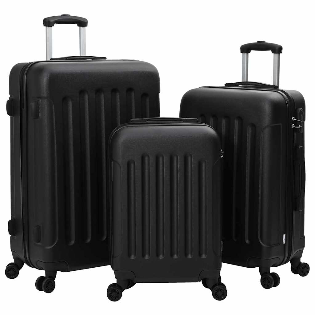vidaXL Koffer mit Schloss 3 pcs Schwarz 50 x 31 x 78 cm ABS Kunststoff