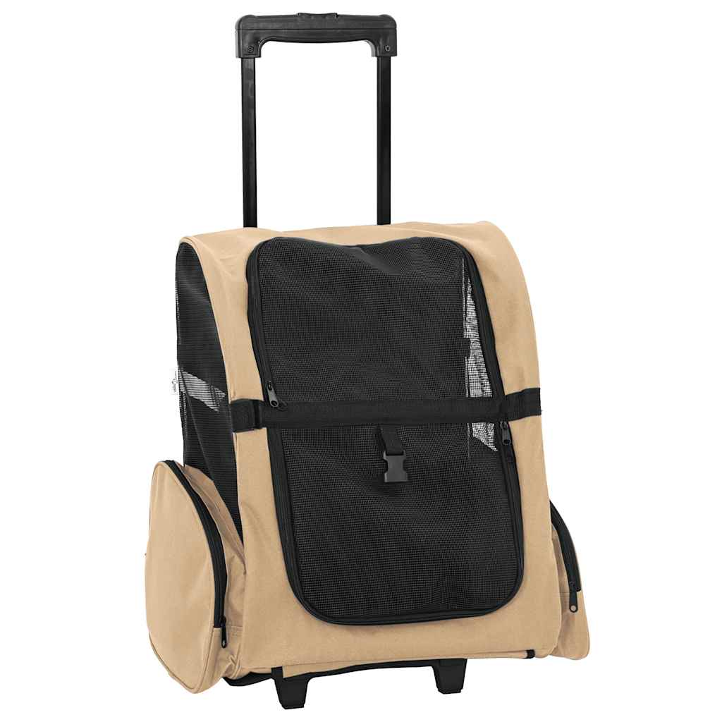 vidaXL Trolley für Haustiere 3-in-1 Sandfarbe 48x32x(57-106) cm cm Oxford-Gewebe