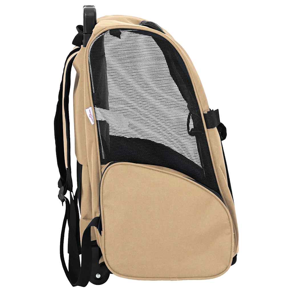 vidaXL Trolley für Haustiere 3-in-1 Sandfarbe 48x32x(57-106) cm cm Oxford-Gewebe