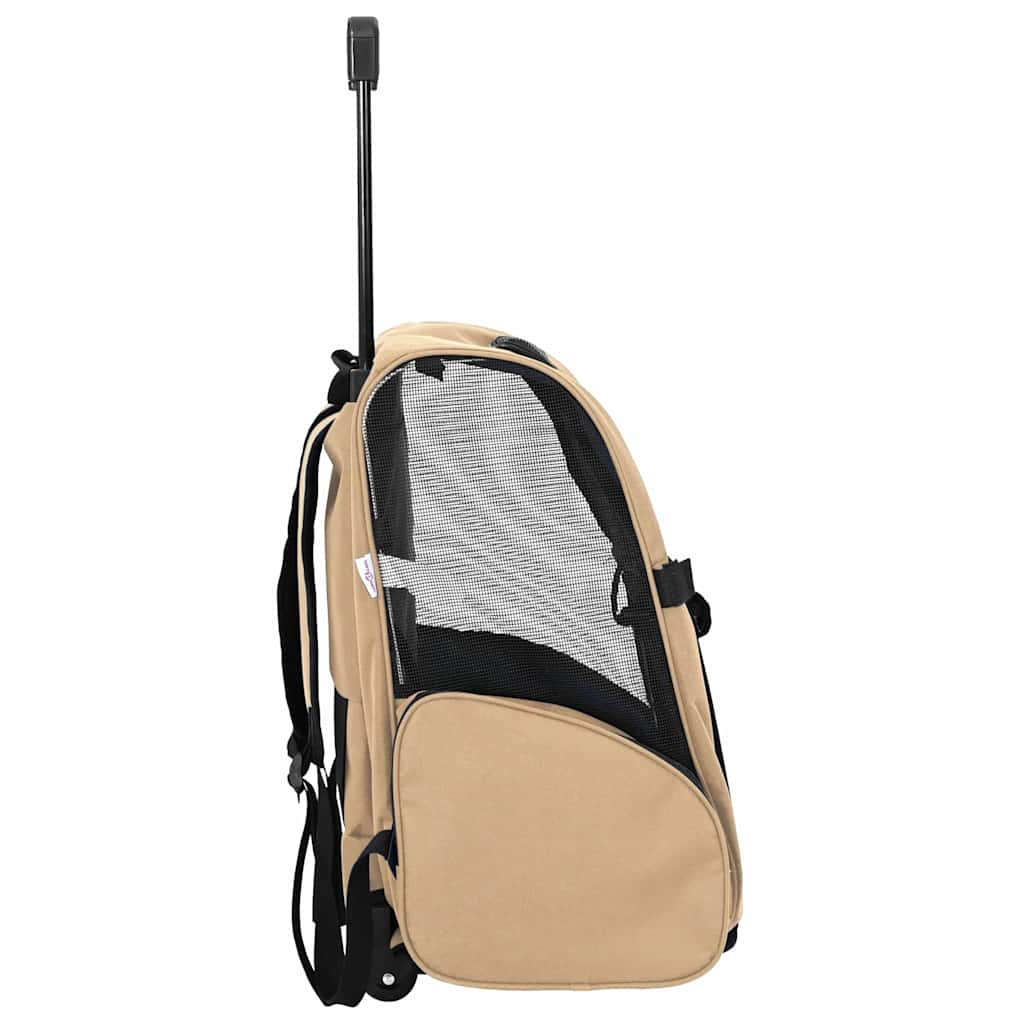 vidaXL Trolley für Haustiere 3-in-1 Sandfarbe 48x32x(57-106) cm cm Oxford-Gewebe