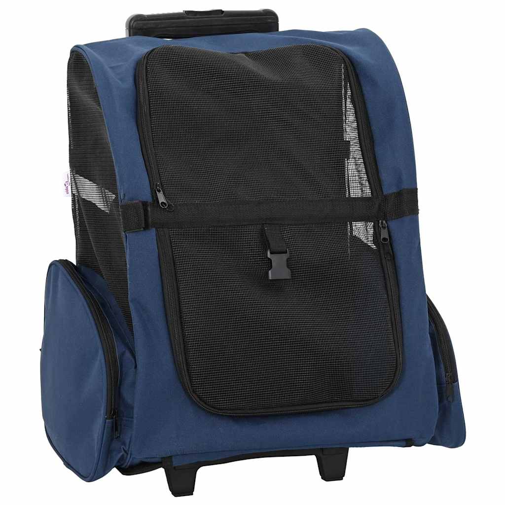 vidaXL Trolley für Haustiere 3-in-1 Blau 48x32x(57-106) cm cm Oxford-Gewebe