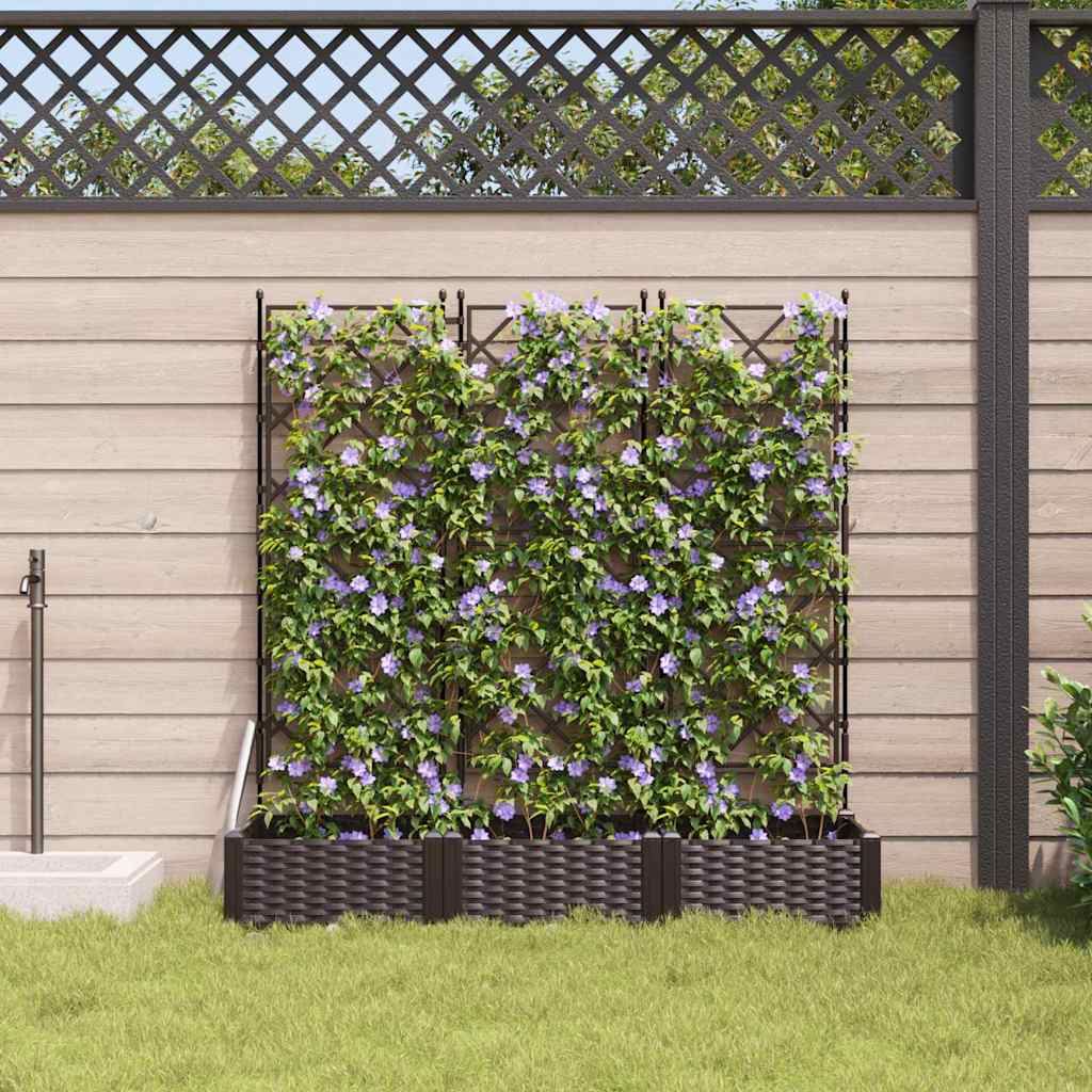 vidaXL Garten-Pflanzgefäß 3 pcs Braun 120 x 40 x 125,5 cm Kunststoff