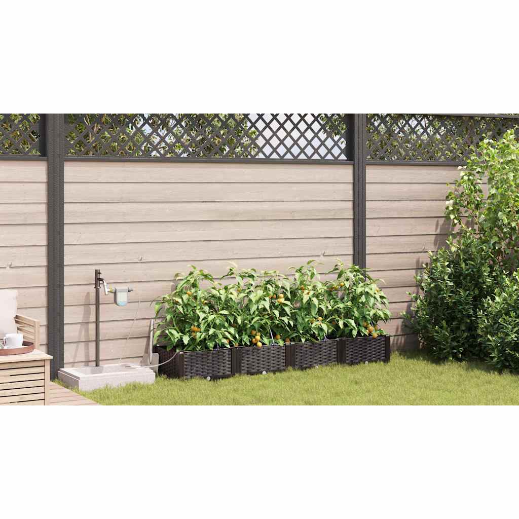vidaXL Garten-Pflanzgefäß 4 pcs Braun 160 x 40 x 22 cm Kunststoff