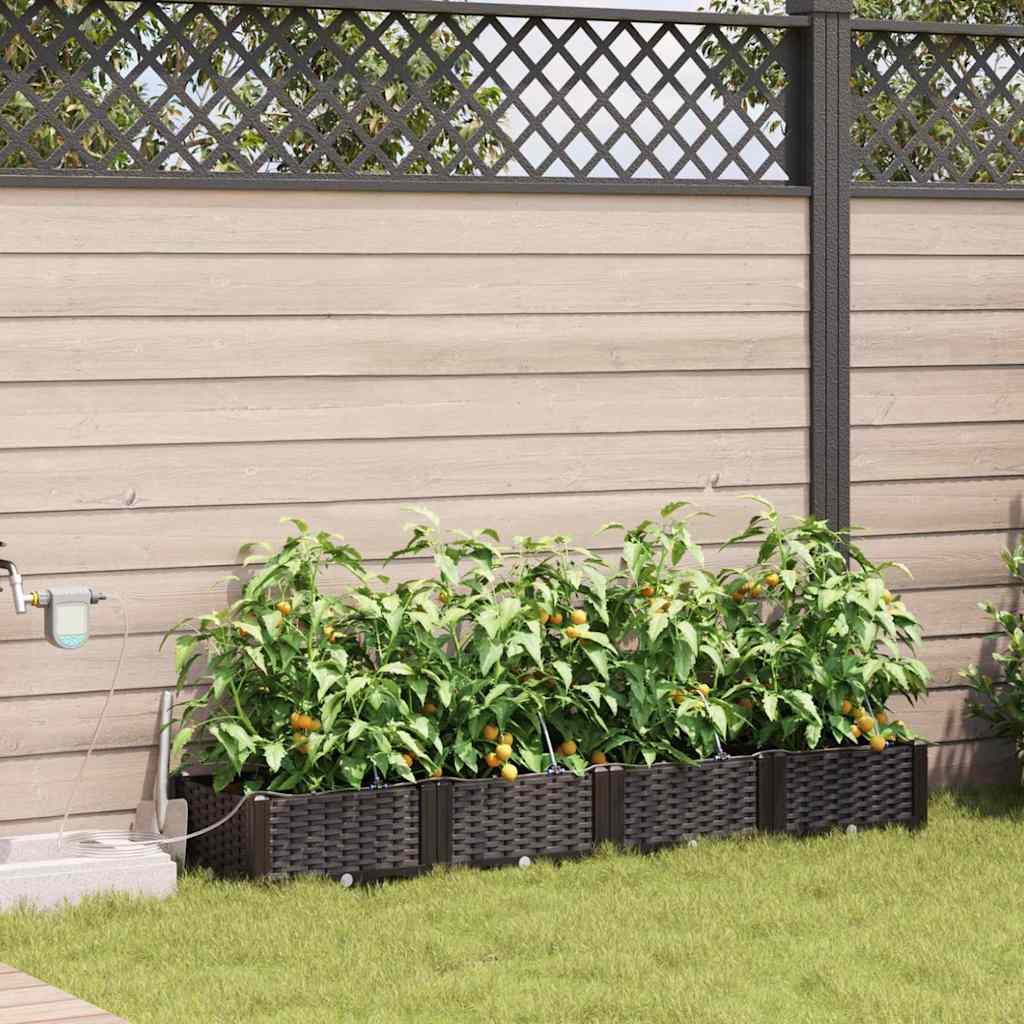 vidaXL Garten-Pflanzgefäß 4 pcs Braun 160 x 40 x 22 cm Kunststoff