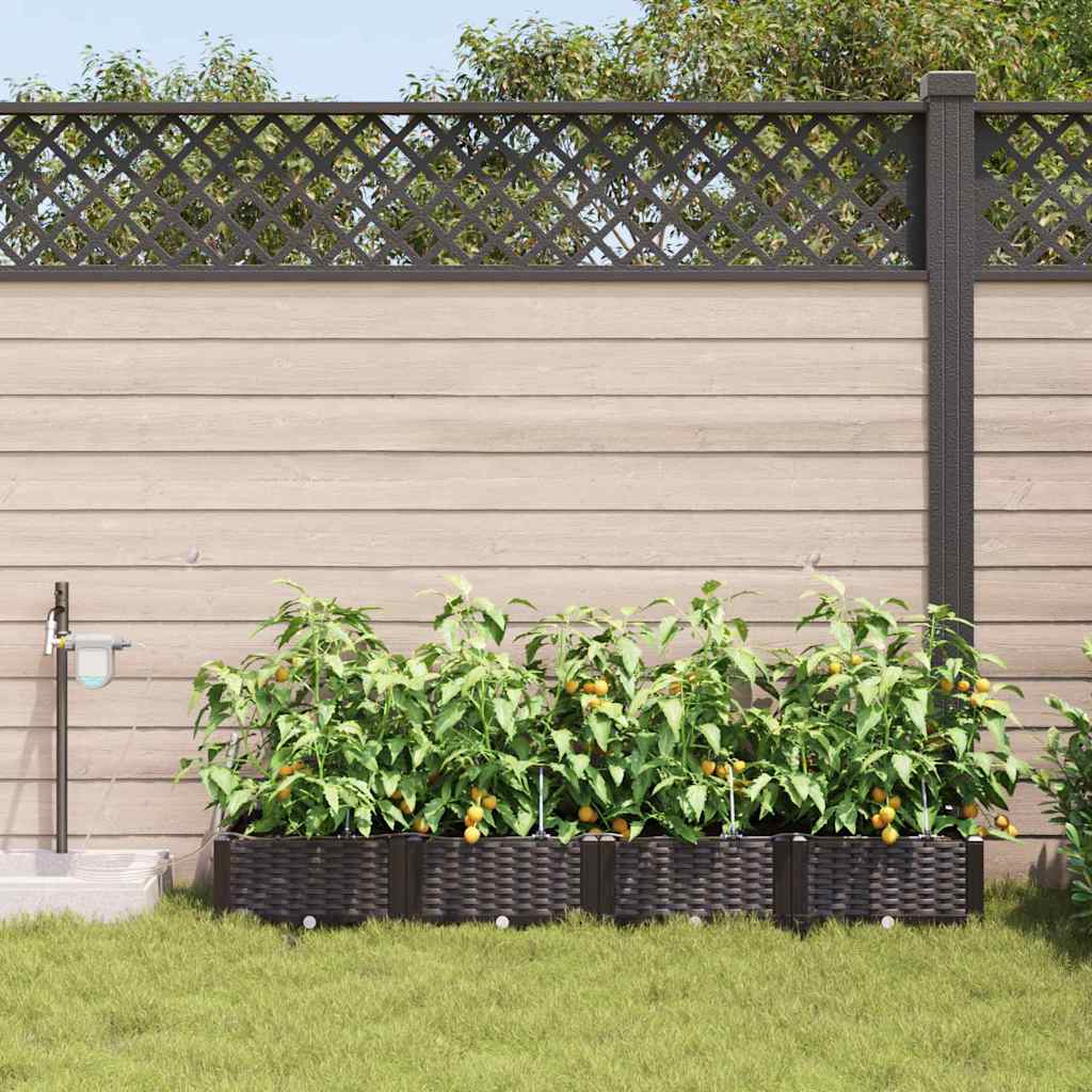 vidaXL Garten-Pflanzgefäß 4 pcs Braun 160 x 40 x 22 cm Kunststoff