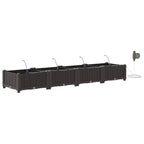 vidaXL Garten-Pflanzgefäß 4 pcs Braun 160 x 40 x 22 cm Kunststoff