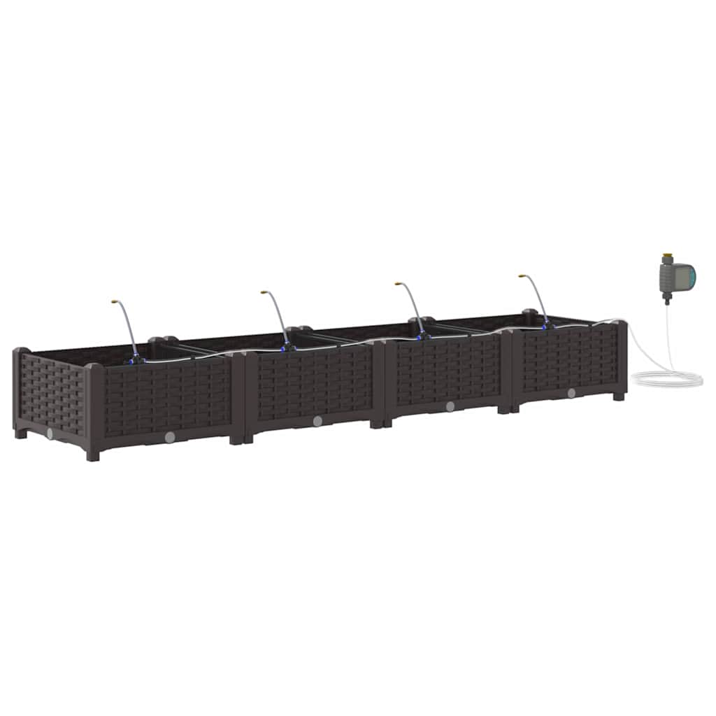 vidaXL Garten-Pflanzgefäß 4 pcs Braun 160 x 40 x 22 cm Kunststoff