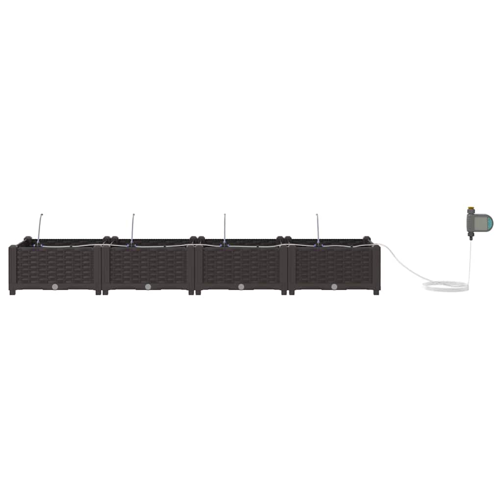 vidaXL Garten-Pflanzgefäß 4 pcs Braun 160 x 40 x 22 cm Kunststoff