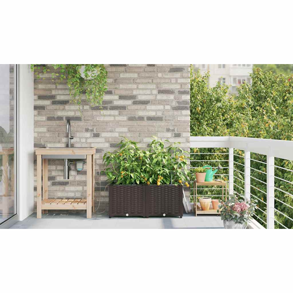 vidaXL Garten-Pflanzgefäß 2 pcs Braun 80 x 40 x 37,5 cm Kunststoff