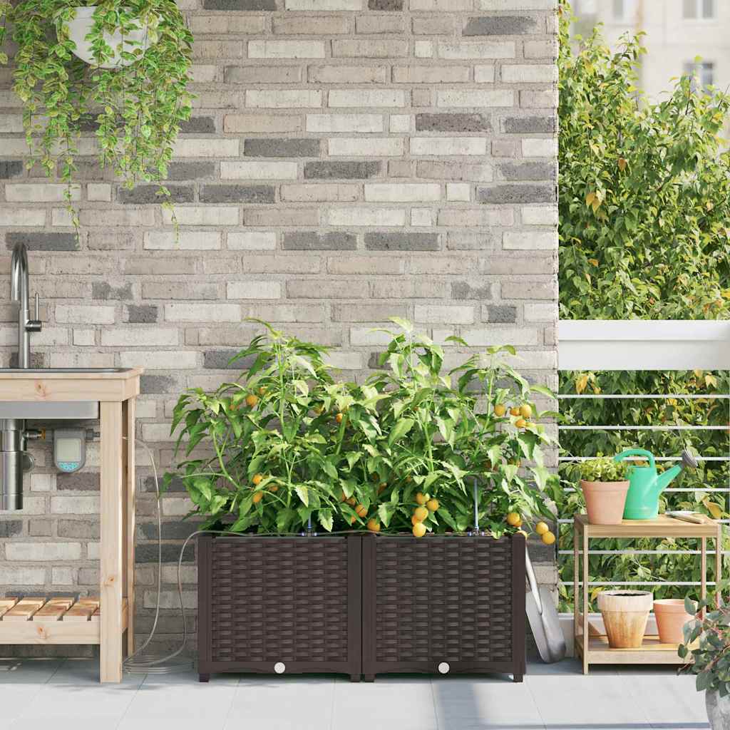 vidaXL Garten-Pflanzgefäß 2 pcs Braun 80 x 40 x 37,5 cm Kunststoff