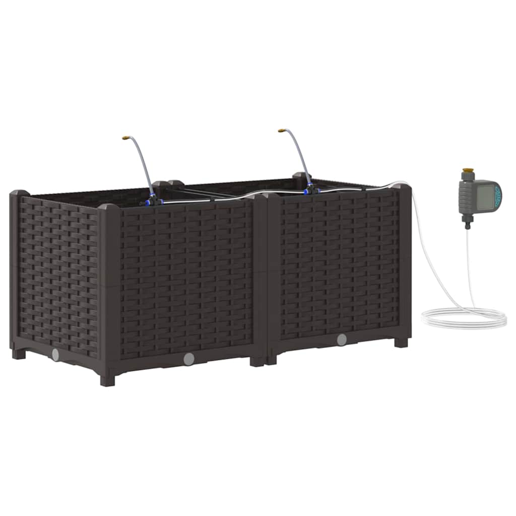 vidaXL Garten-Pflanzgefäß 2 pcs Braun 80 x 40 x 37,5 cm Kunststoff