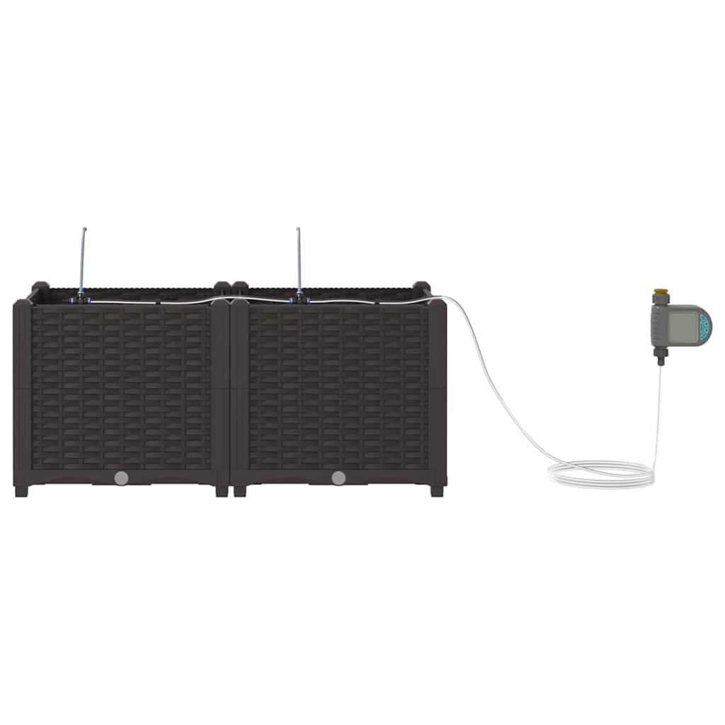 vidaXL Garten-Pflanzgefäß 2 pcs Braun 80 x 40 x 37,5 cm Kunststoff
