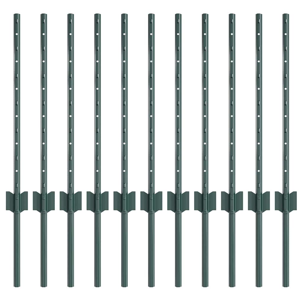 vidaXL Zaunpfosten 11 pcs Grün 100 cm Stahl
