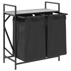 vidaXL Wäschekorb 2 Fächer mit Ablage Grau Sonoma