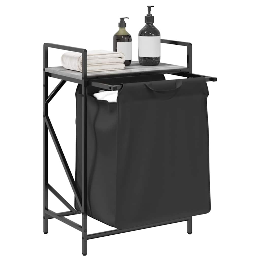 vidaXL Wäschekorb 1 Fach mit Ablage Grau Sonoma