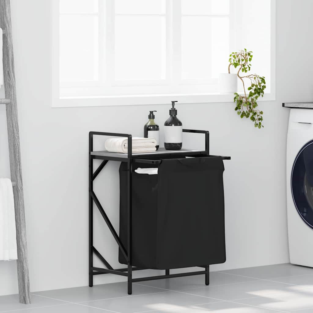 vidaXL Wäschekorb 1 Fach mit Ablage Grau Sonoma