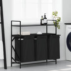 vidaXL Wäschekorb 3 Fächer mit Regalen Schwarze Eiche