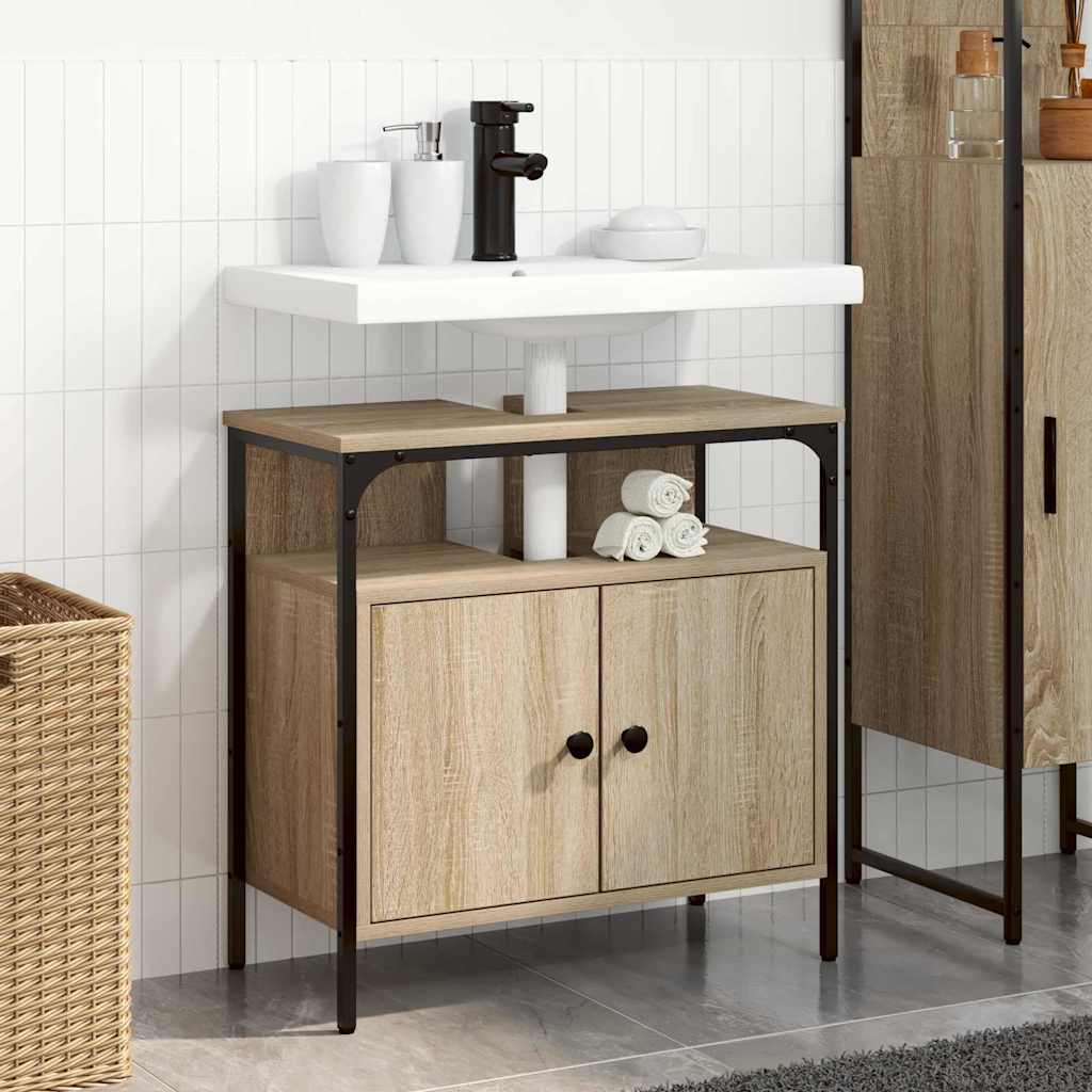 vidaXL Badezimmerschrank mit Tür Beige 60 x 30 x 60 cm Holzwerkstoff