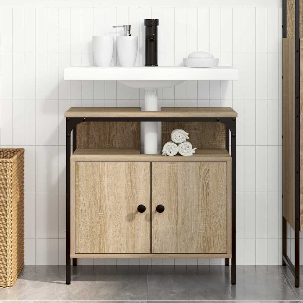 vidaXL Badezimmerschrank mit Tür Beige 60 x 30 x 60 cm Holzwerkstoff