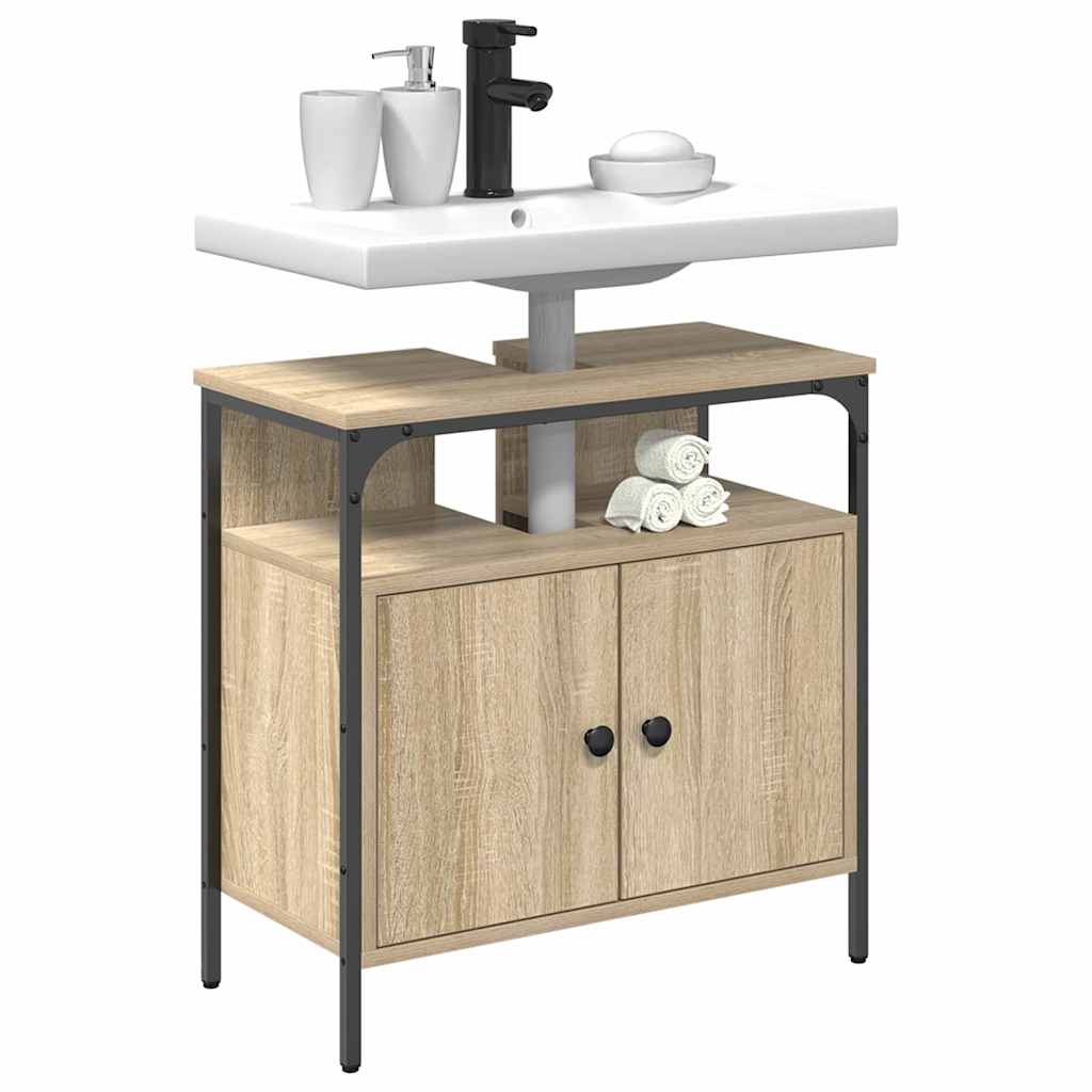 vidaXL Badezimmerschrank mit Tür Beige 60 x 30 x 60 cm Holzwerkstoff