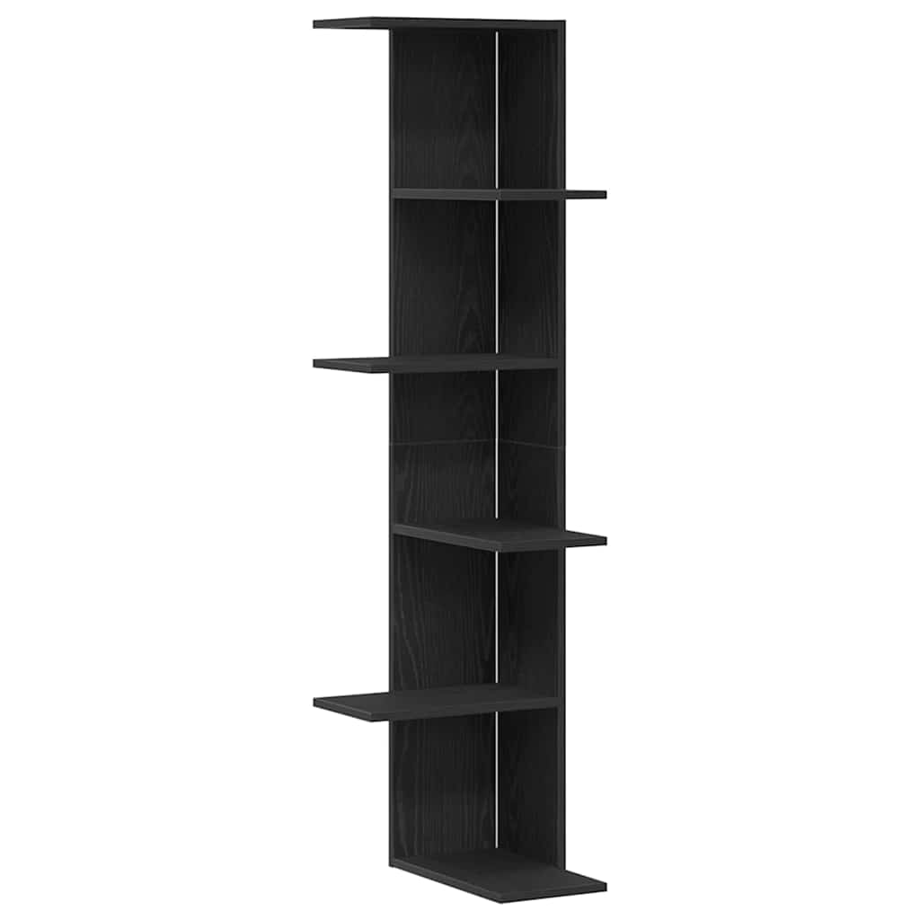 vidaXL Wand-Eckregal Schwarz Eichen-Optik 36,5 x 36,5 x 140 cm