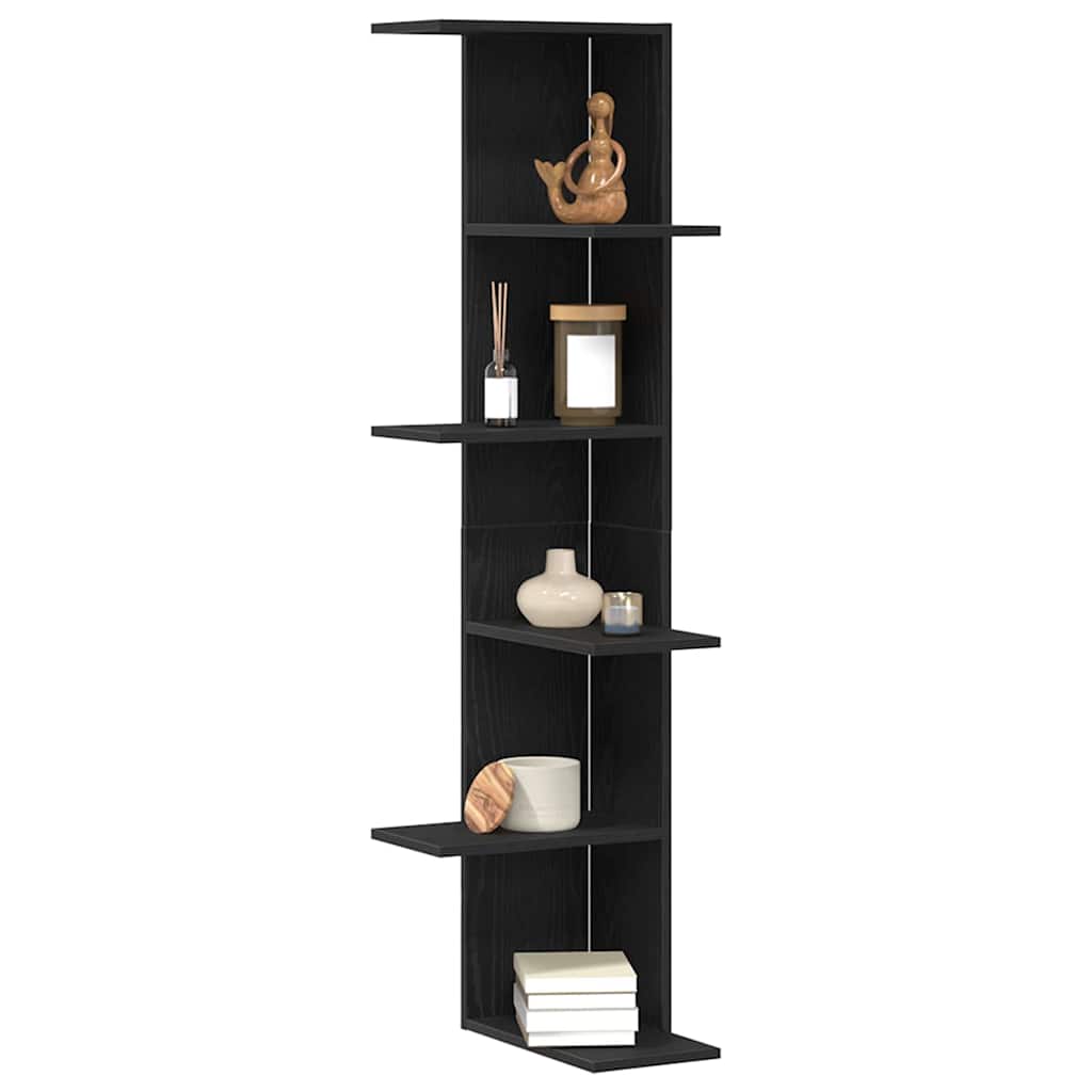 vidaXL Wand-Eckregal Schwarz Eichen-Optik 36,5 x 36,5 x 140 cm