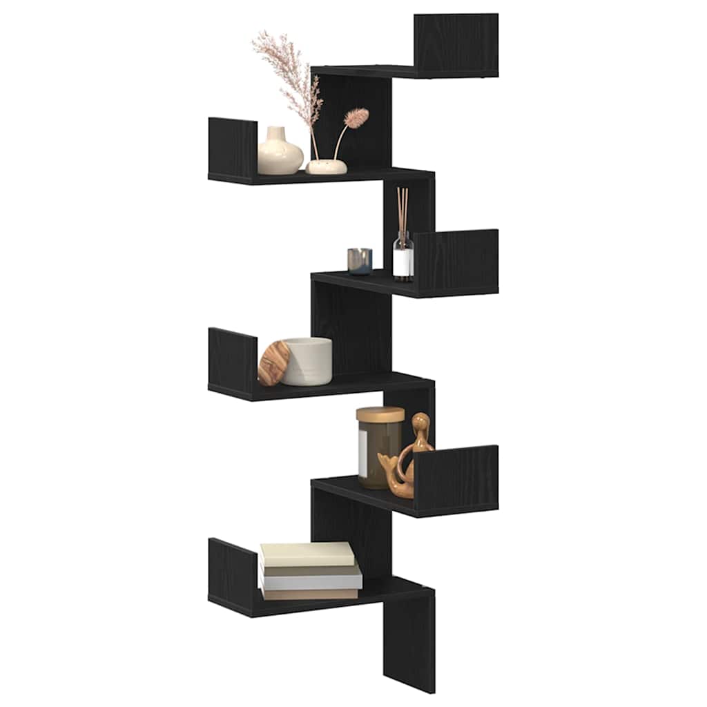 vidaXL Wand-Eckregal mit Regal Schwarz Eichen-Optik 45 x 45 x 147 cm