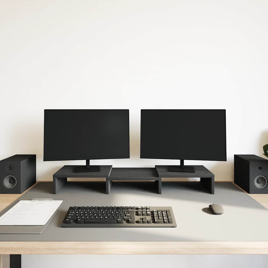 vidaXL Monitorständer Verstellbar Schwarz Eichen-Optik 60x24x10,5 cm